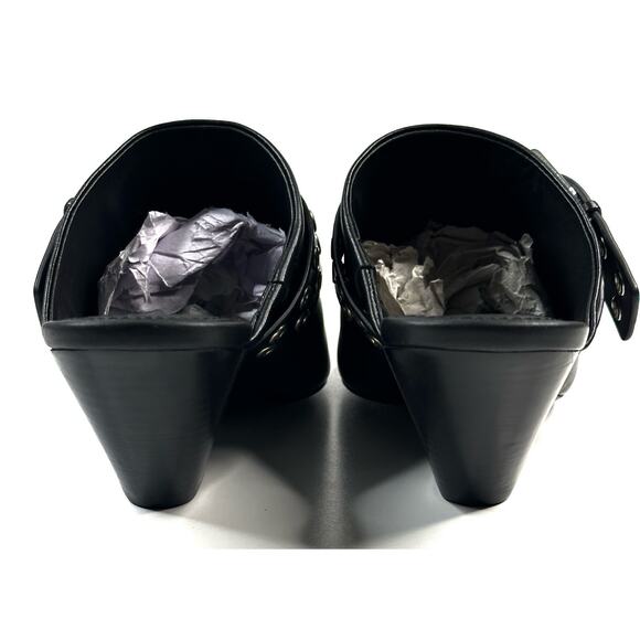 Rag & Bone Slip-On Spire Black Leather Grommet Mules Buckles Size 37 (US 7) New - Picture 4 of 9